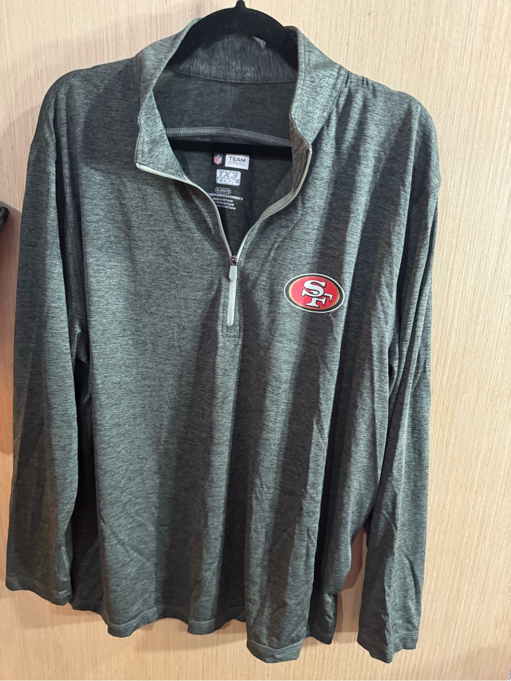 NFL TX3 Cool San Francisco 49ers Gray and Red Quarter-Zip Pullover Size XL